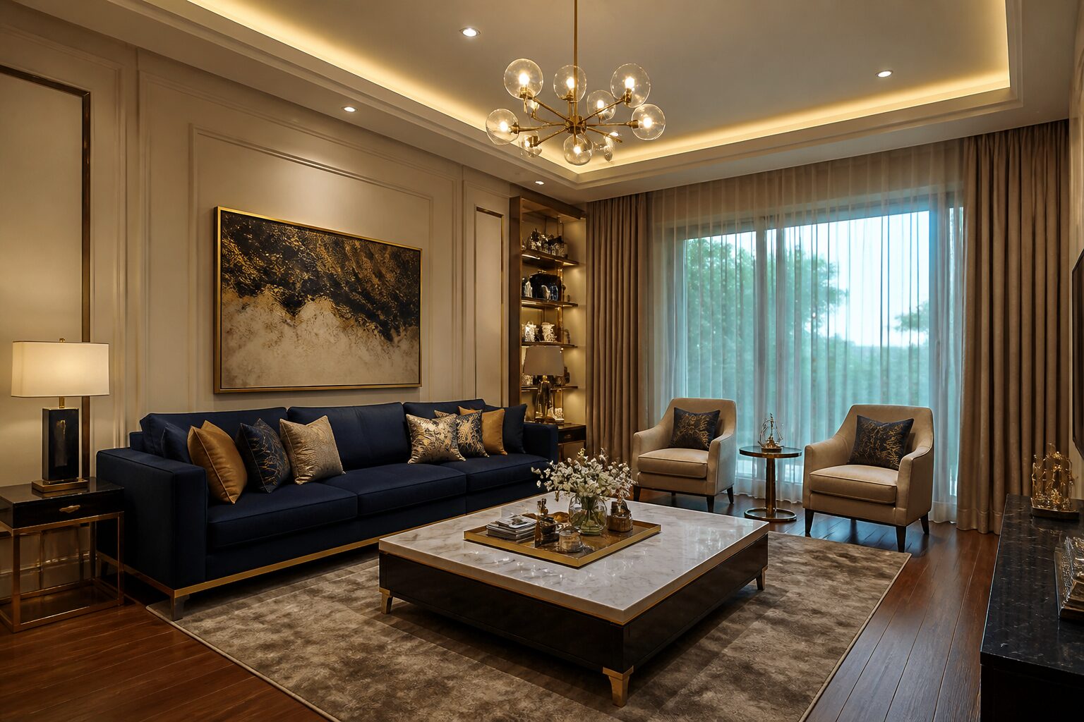 Luxury interior designed living room